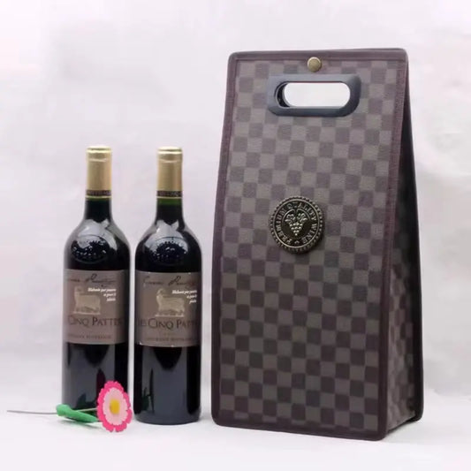 Double PU Leather Red Wine Bag Red Wine Folding Bag