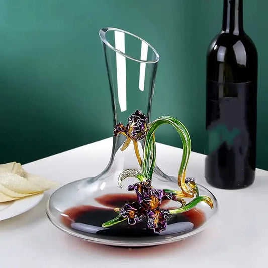 Luxury Wine Set - Colorful Enamel Wine Glasses & Decanter