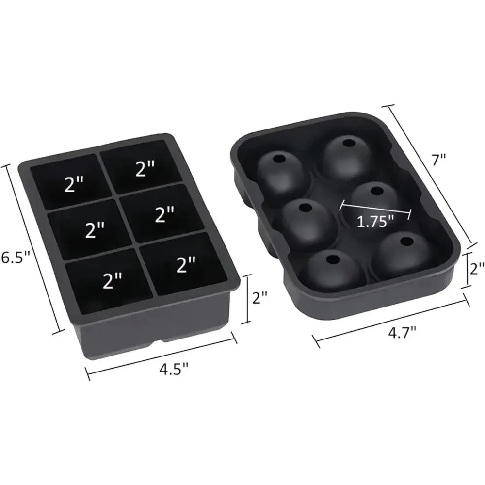 Large Round & Square Ice Cube Maker - 6 Grid Mold