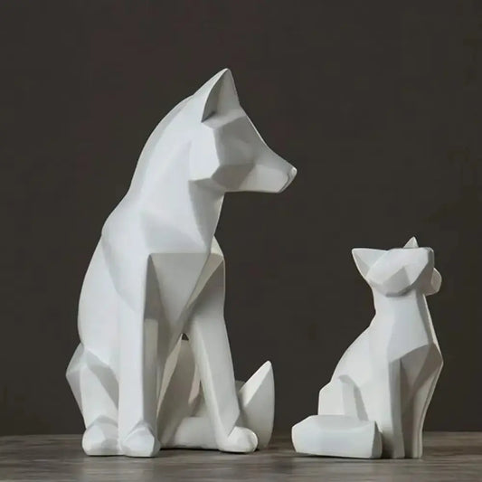 Geometric Fox Sculpture - Modern Animal Statue