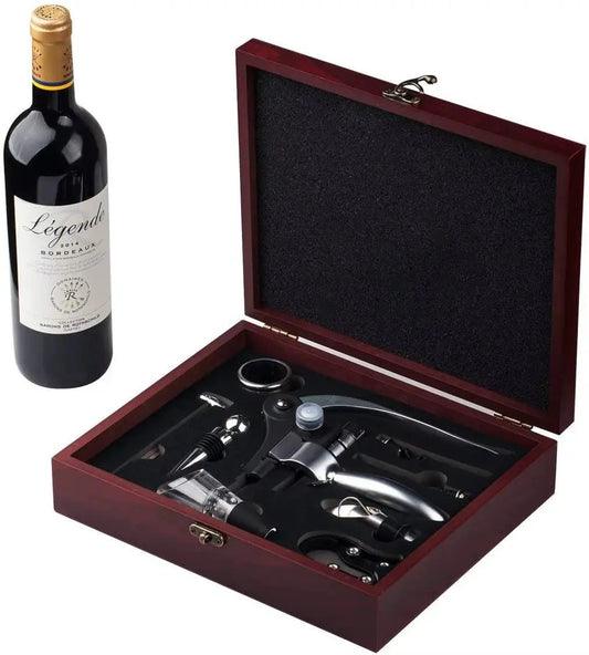 Premium Rabbit-Shaped Zinc Alloy Wine Opener Set with Elegant Wooden/Leather Box