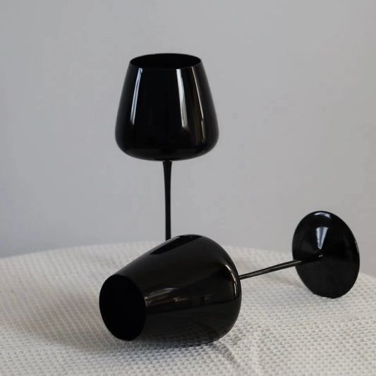 Premium Black Porcelain Crystal Wine & Champagne Glasses