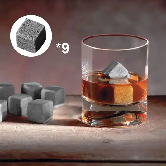Premium Granite Whiskey Stones Gift Set - Reusable Chilling Rocks