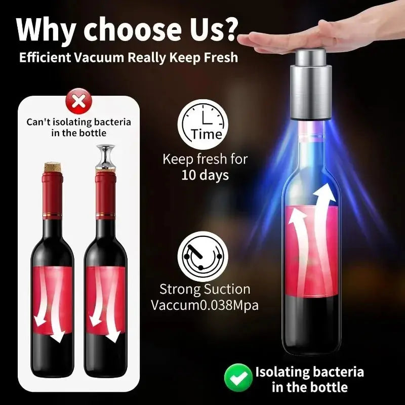 Vacuum Wine Stopper Stainless Steel Wine Savers Vacuum Pump