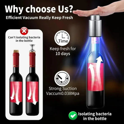 Vacuum Wine Stopper Stainless Steel Wine Savers Vacuum Pump
