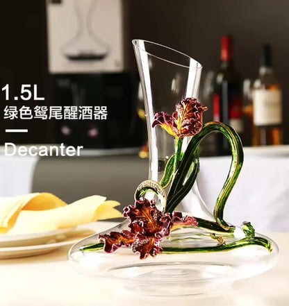 Luxury Wine Set - Colorful Enamel Wine Glasses & Decanter