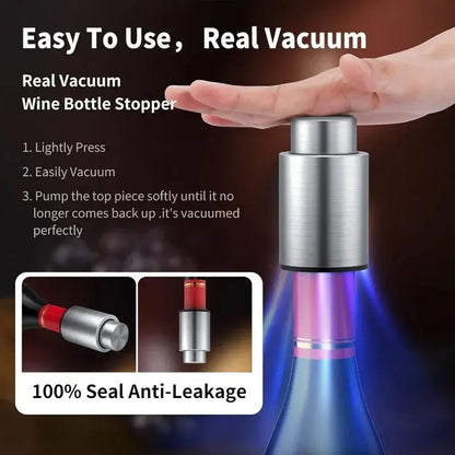 Vacuum Wine Stopper Stainless Steel Wine Savers Vacuum Pump