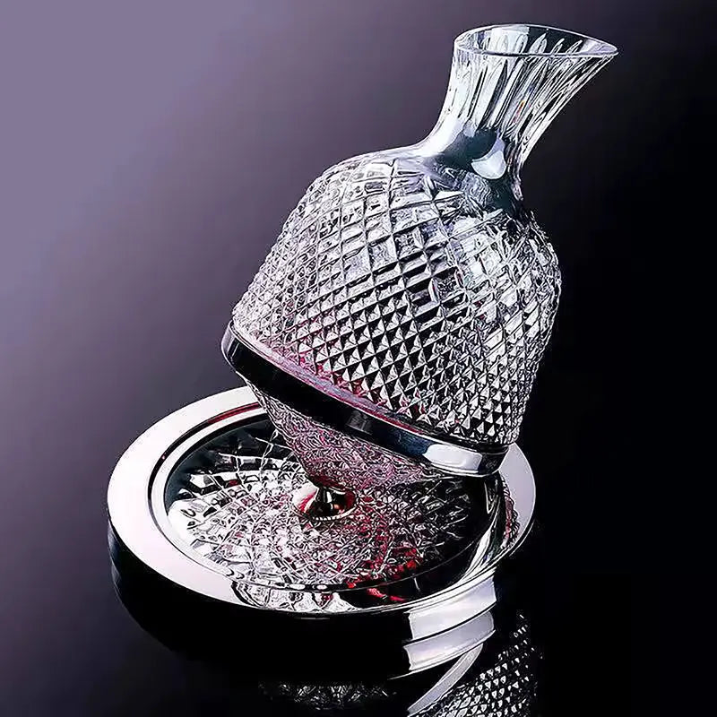 1500ML 360° Rotating Crystal Glass Decanter Wine Aerator & Dispenser 