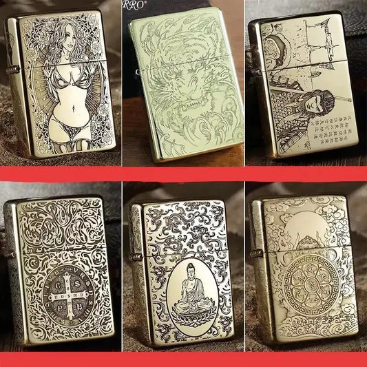 Retro High End Brass Windproof Kerosene Lighter (Various Styles)