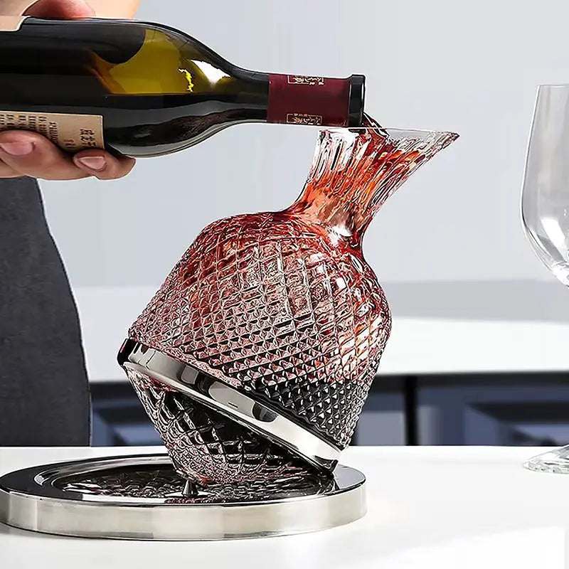 1500ML 360° Rotating Crystal Glass Decanter Wine Aerator & Dispenser 