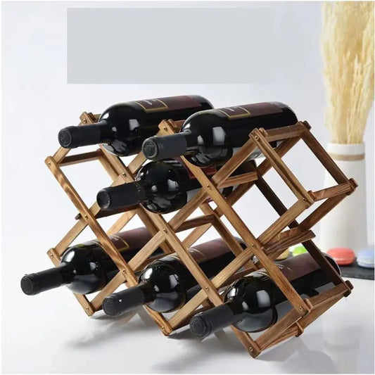 Pine Wood Wine Rack - Stylish 6/10-Bottle Holder