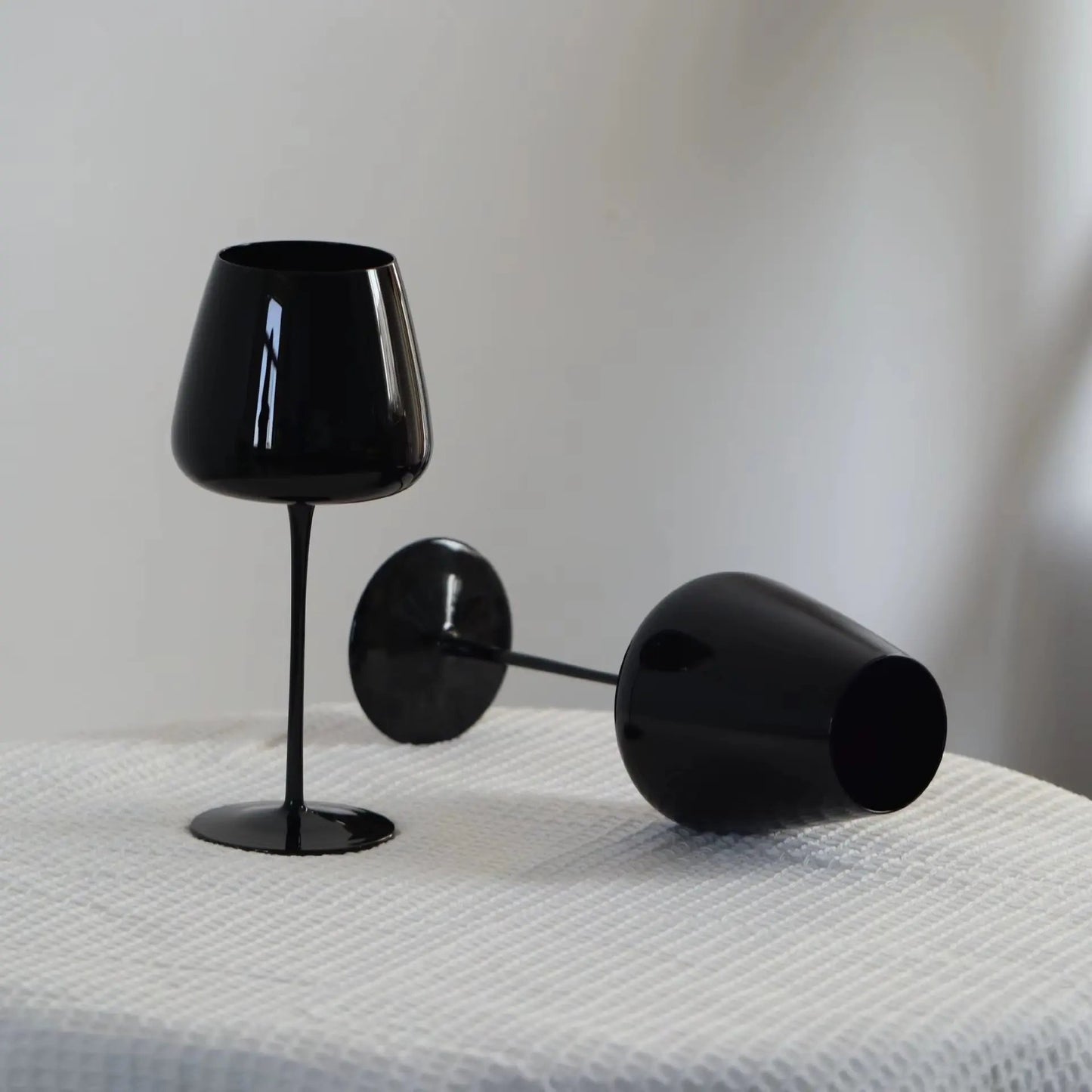 Premium Black Porcelain Crystal Wine & Champagne Glasses