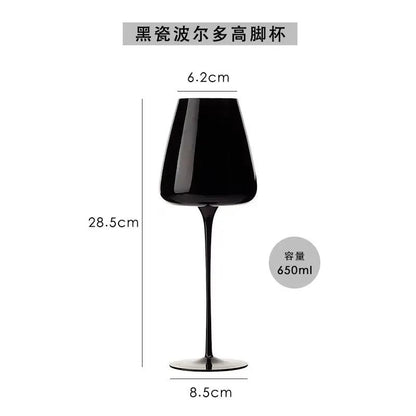 Premium Black Porcelain Crystal Wine & Champagne Glasses