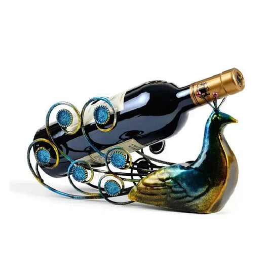 Elegant Peacock Wine Holder - Stylish Wine Rack for Bottles and Glasses