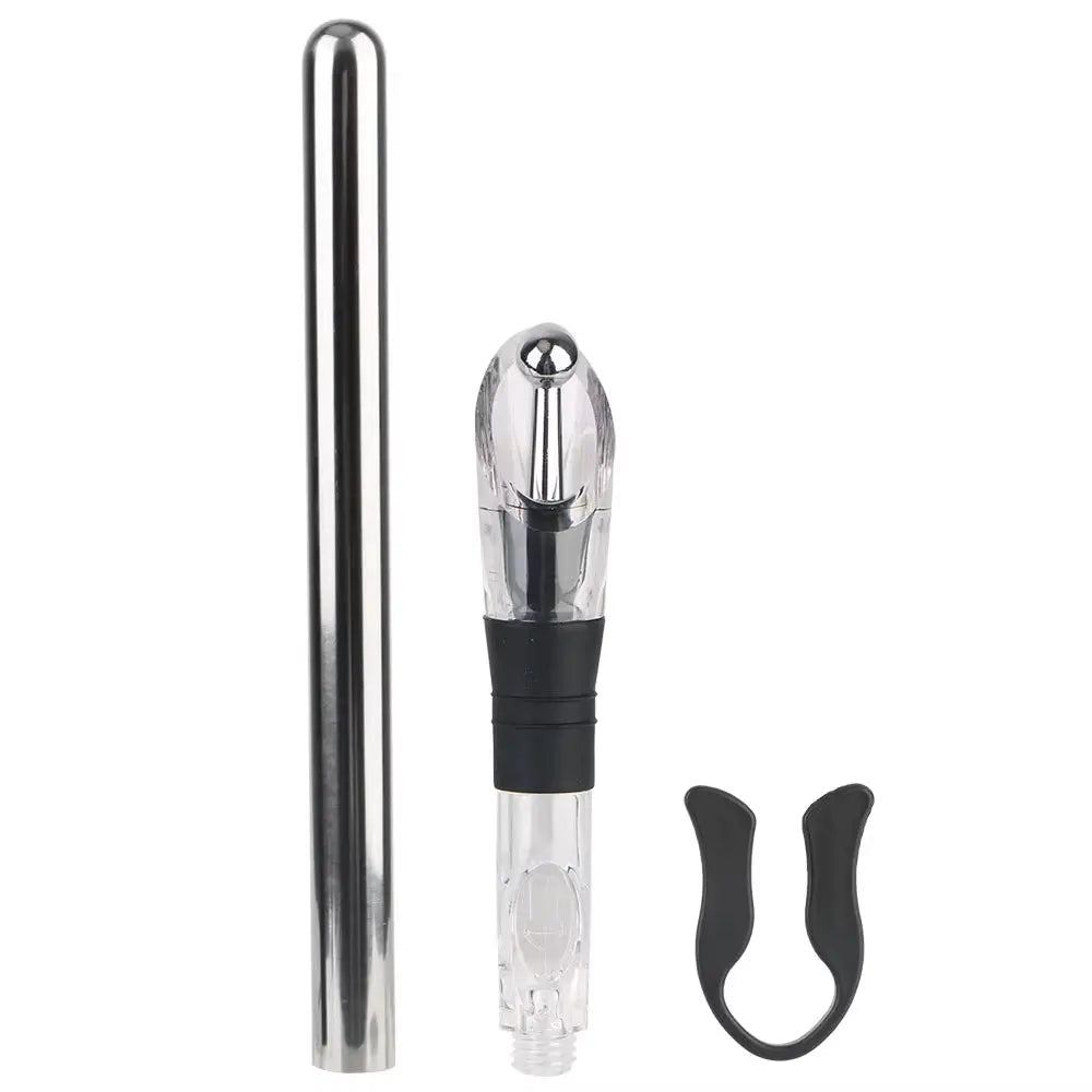 4-in-1 Stainless Steel Wine Chiller Stick with Pourer, Stopper, and Cutter