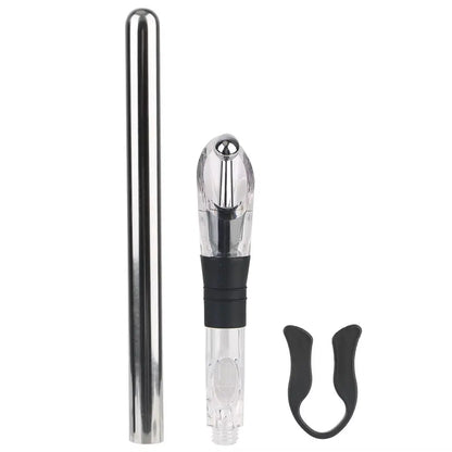 4-in-1 Stainless Steel Wine Chiller Stick with Pourer, Stopper, and Cutter