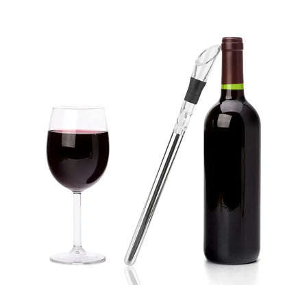 4-in-1 Stainless Steel Wine Chiller Stick with Pourer, Stopper, and Cutter