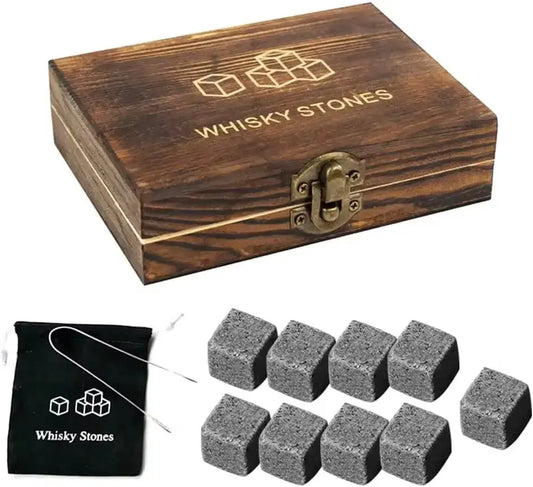 Premium Granite Whiskey Stones Gift Set - Reusable Chilling Rocks