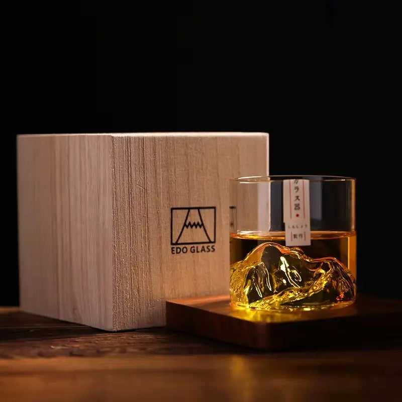 Elegant Japan Whiskey Glass in Wooden Gift Box (2 Designs)
