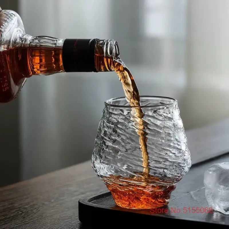 Handmade 420ml Japanese Hammer Pattern Whiskey Glass