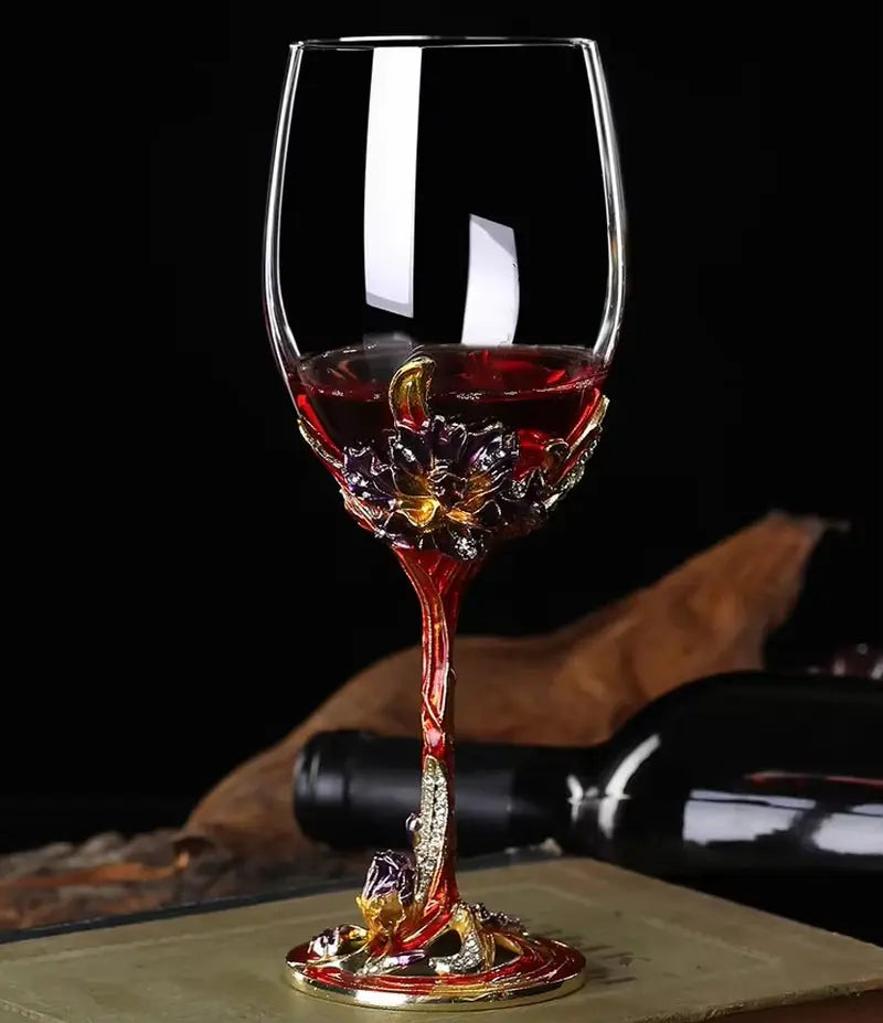 Luxury Wine Set - Colorful Enamel Wine Glasses & Decanter