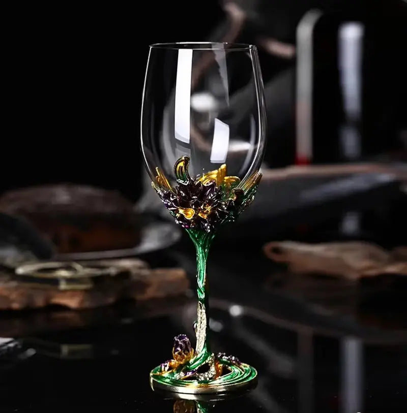 Luxury Wine Set - Colorful Enamel Wine Glasses & Decanter