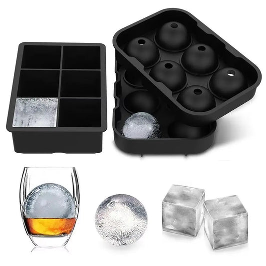 Large Round & Square Ice Cube Maker - 6 Grid Mold