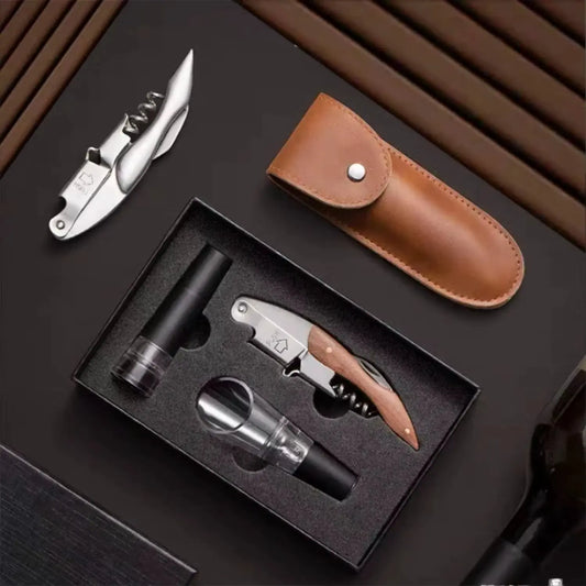 Wood Handle Corkscrew Wine Opener Gift Set