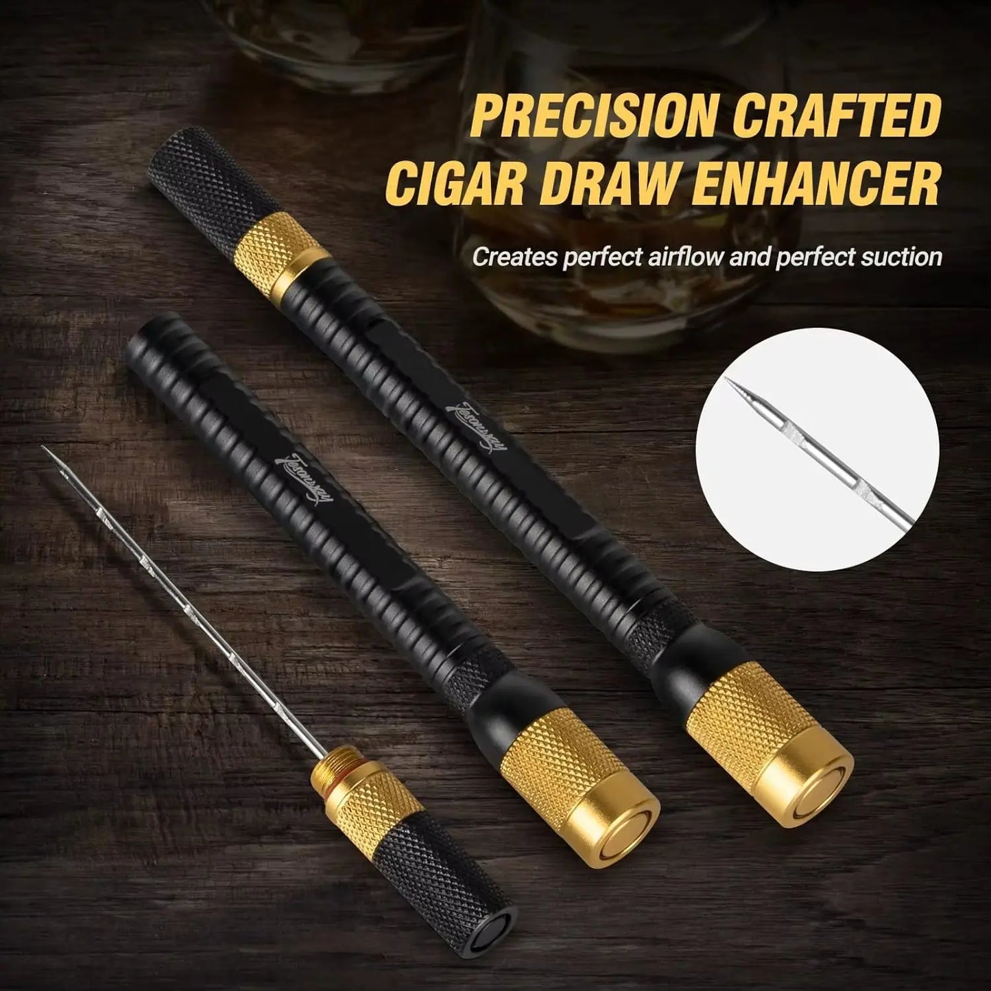 Ultimate 4-in-1 Cigar Draw Enhancer Kit: Cigar Punch, Twin Nubber & Stainless Steel Double End Punch