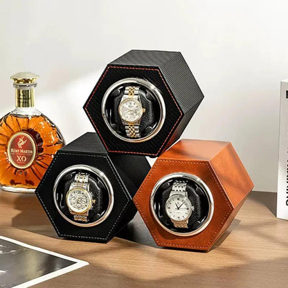 Watch Winder Box Automatic PU Leather Global Universal Power Cord