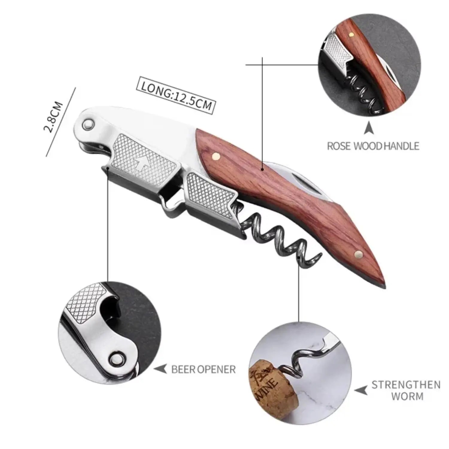 Wood Handle Corkscrew Wine Opener Gift Set