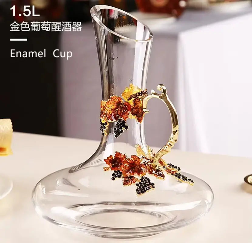 Luxury Wine Set - Colorful Enamel Wine Glasses & Decanter