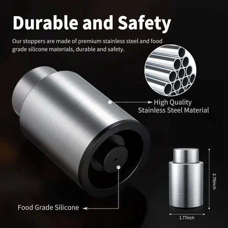Vacuum Wine Stopper Stainless Steel Wine Savers Vacuum Pump