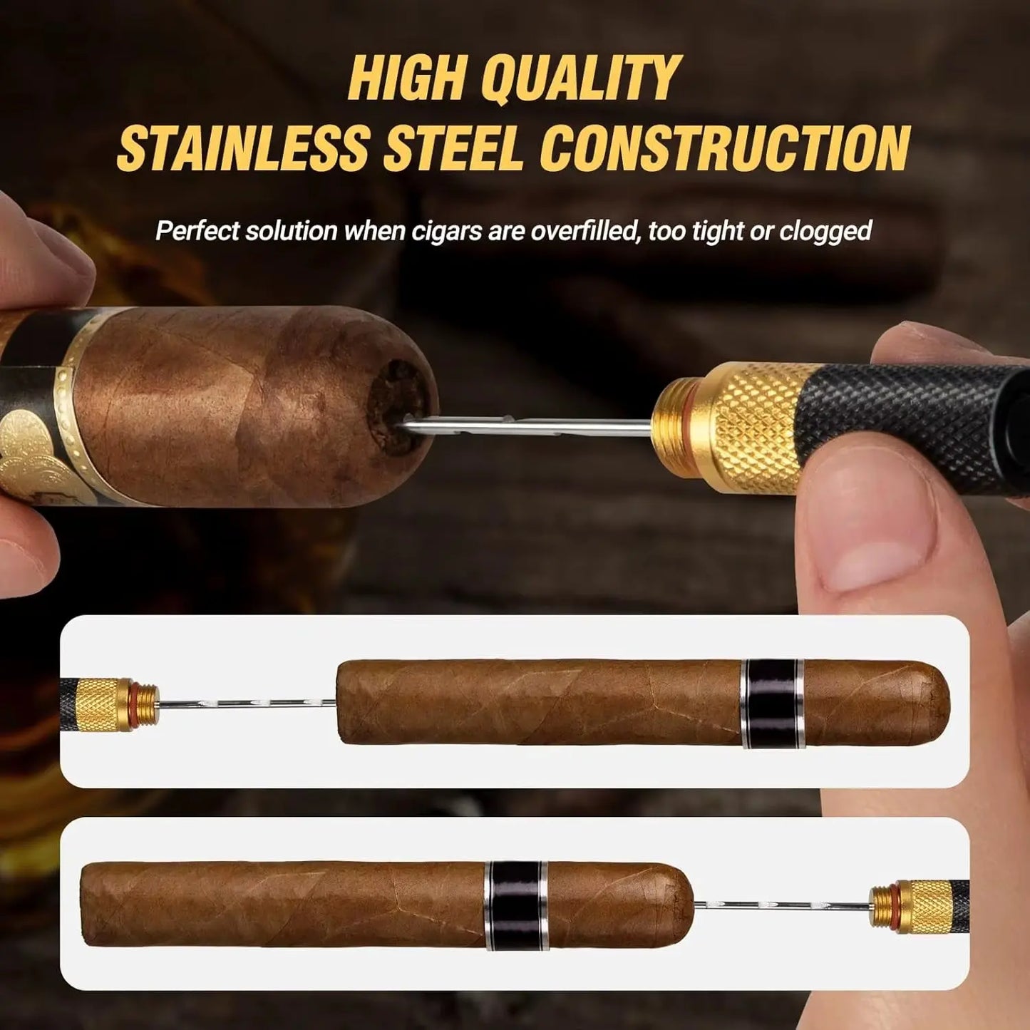 Ultimate 4-in-1 Cigar Draw Enhancer Kit: Cigar Punch, Twin Nubber & Stainless Steel Double End Punch