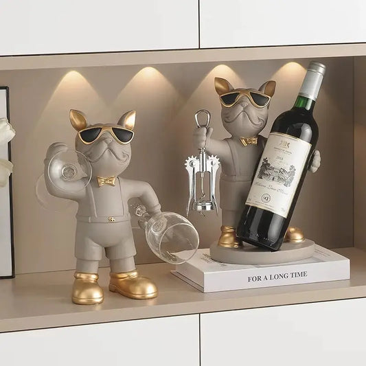 French Bulldog Wine Holder - Stylish Resin Bottle Holder
