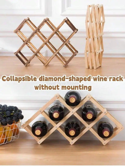 Pine Wood Wine Rack - Stylish 6/10-Bottle Holder