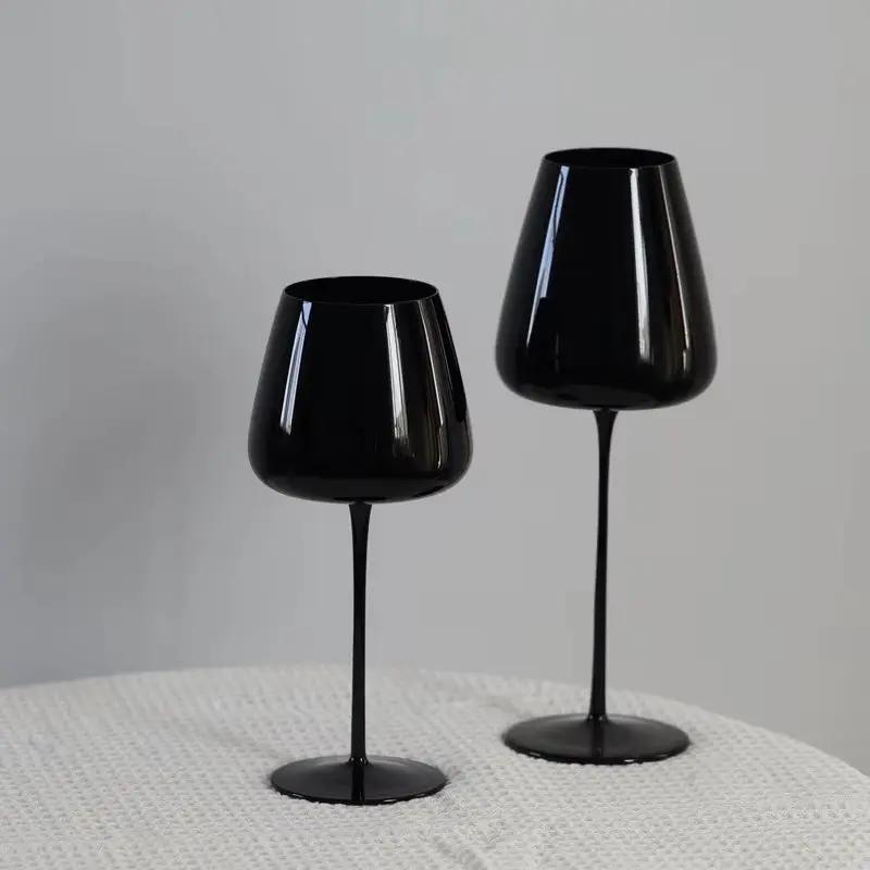 Premium Black Porcelain Crystal Wine & Champagne Glasses
