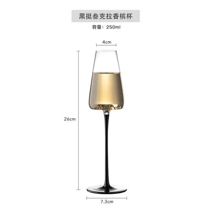 Premium Black Porcelain Crystal Wine & Champagne Glasses