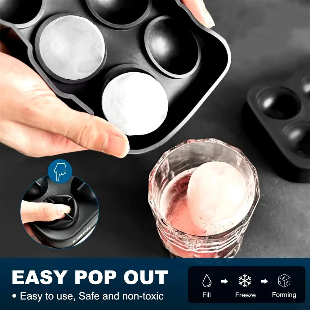 Large Round & Square Ice Cube Maker - 6 Grid Mold