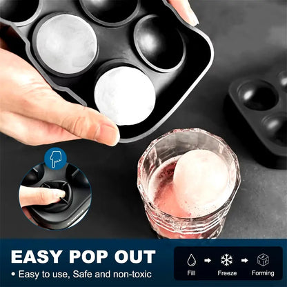Large Round & Square Ice Cube Maker - 6 Grid Mold