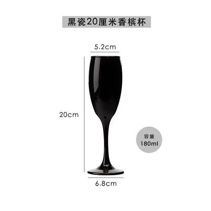 Premium Black Porcelain Crystal Wine & Champagne Glasses