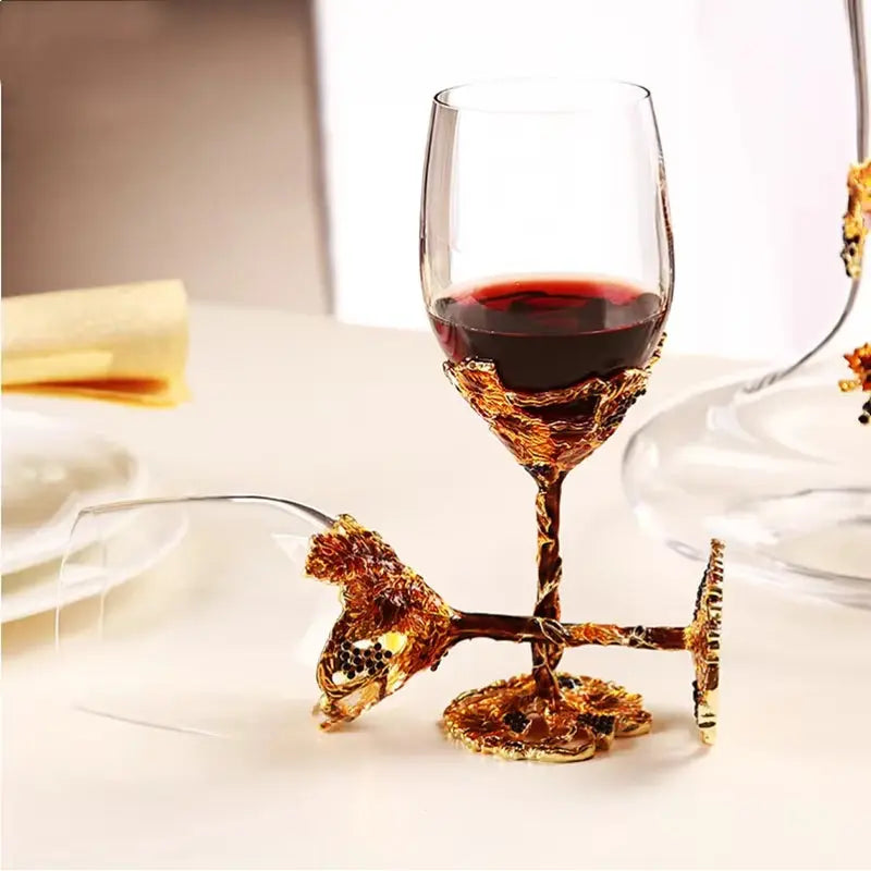 Luxury Wine Set - Colorful Enamel Wine Glasses & Decanter