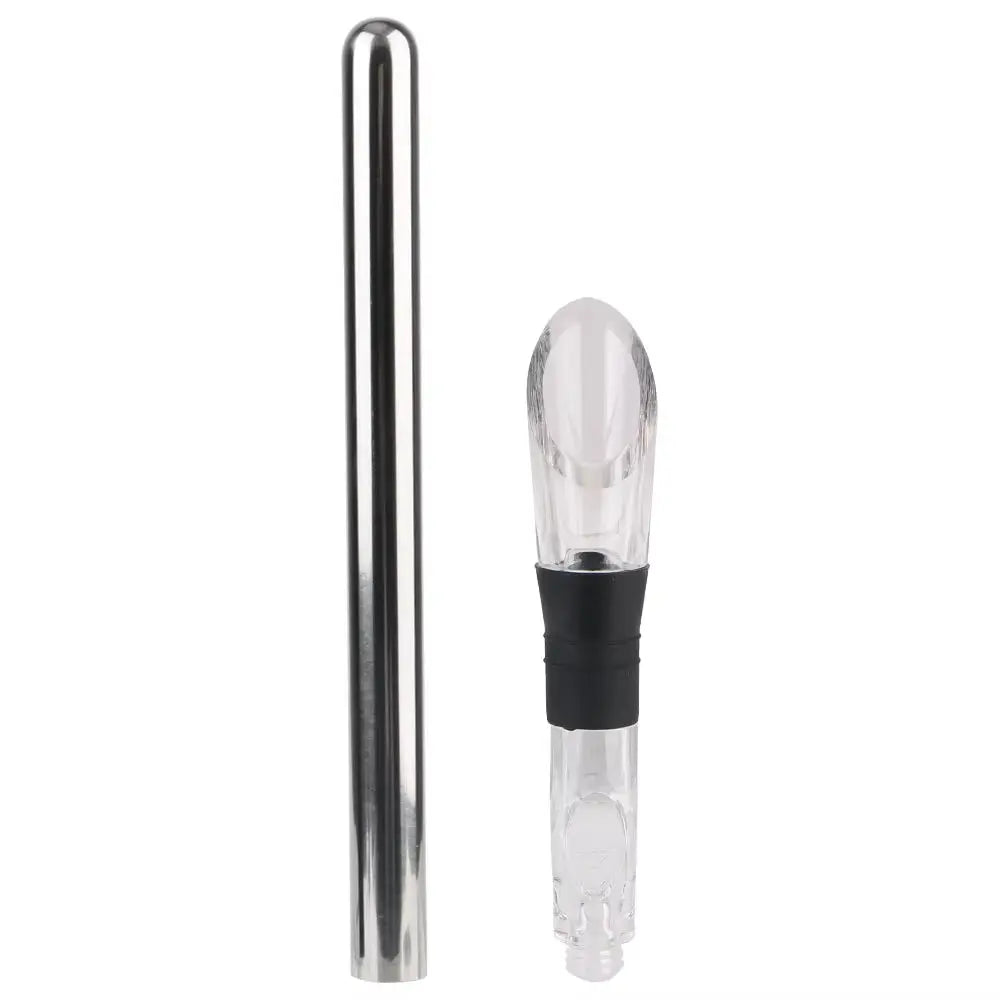 4-in-1 Stainless Steel Wine Chiller Stick with Pourer, Stopper, and Cutter
