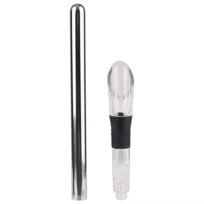 4-in-1 Stainless Steel Wine Chiller Stick with Pourer, Stopper, and Cutter