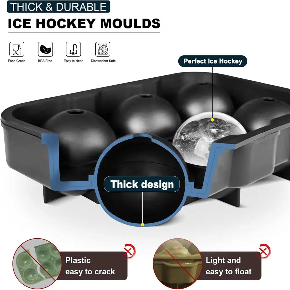 Large Round & Square Ice Cube Maker - 6 Grid Mold