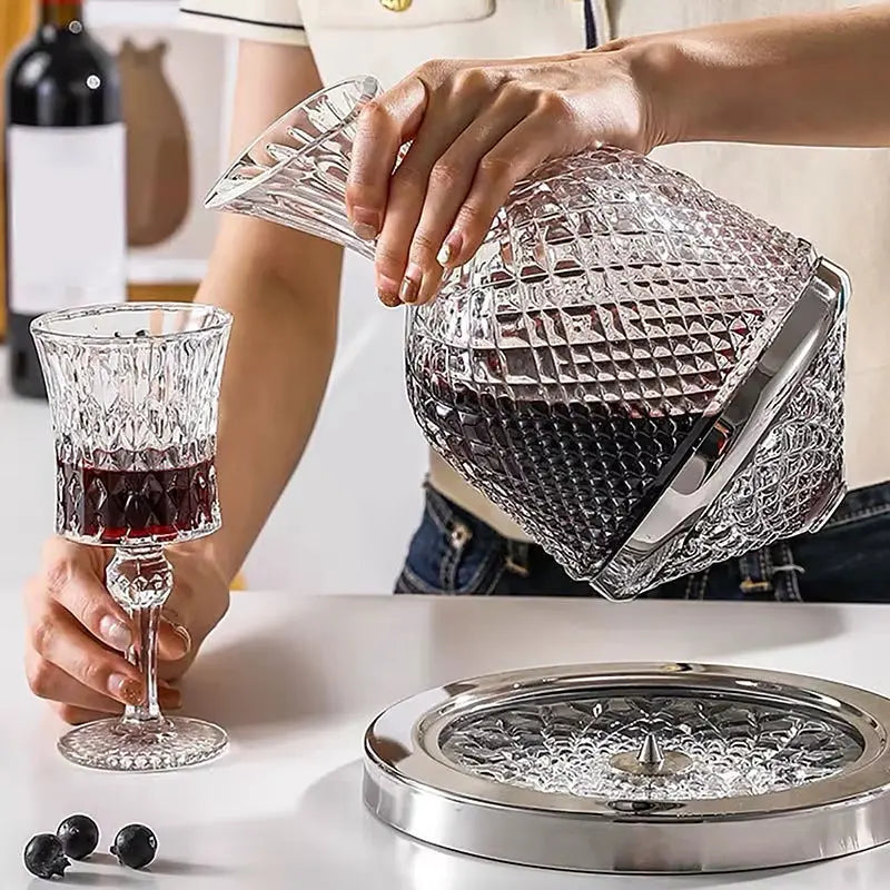 1500ML 360° Rotating Crystal Glass Decanter Wine Aerator & Dispenser 