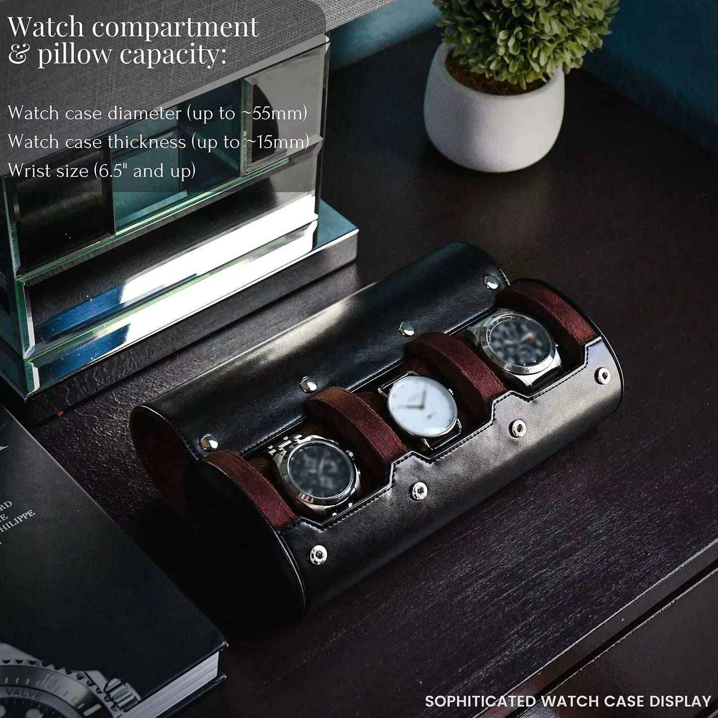 Luxury PU Leather Watch Travel Case - 3/6 Slot Organizer
