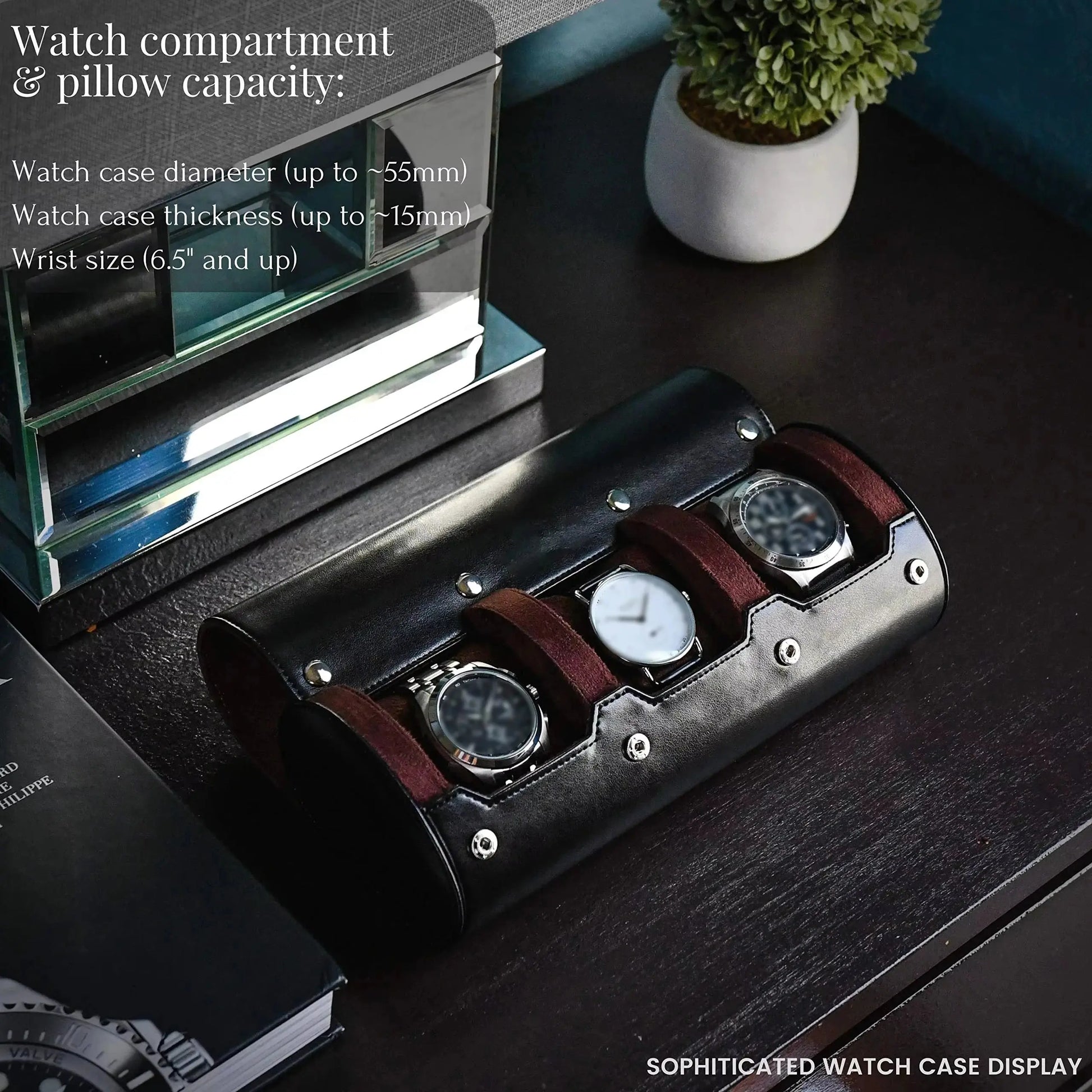 Luxury PU Leather Watch Travel Case - 3/6 Slot Organizer
