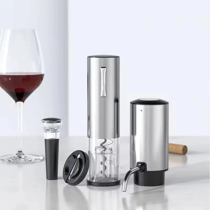 2025 Ultimate 4-in-1 Electric Wine Opener Set - Rechargeable, Includes Aerator, Foil Cutter & Stopper