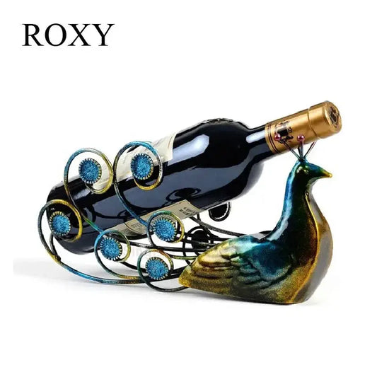 Elegant Peacock Wine Holder - Stylish Wine Rack for Bottles and Glasses